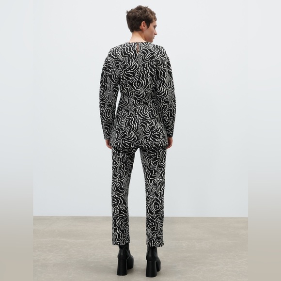 ZARA Straight Leg Jacquard Pants - Picture 7 of 13